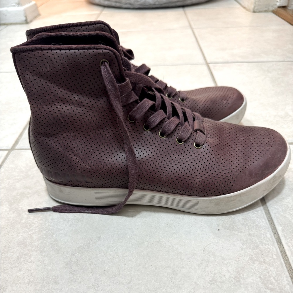 NOBULL High-Top Burgundy Leather Trainer women’s size 7.5